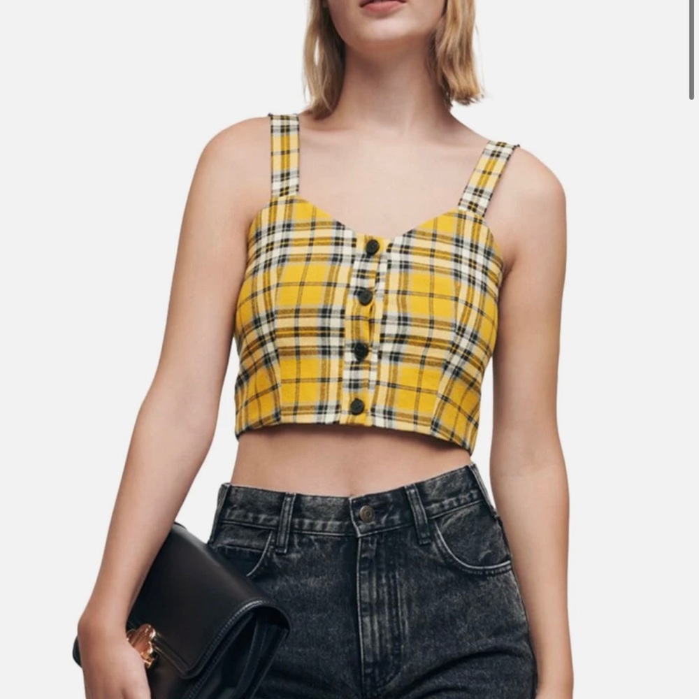 Maje yellow plaid top